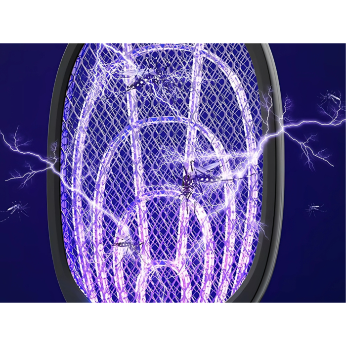 Paleta electrica anti tantari VarioShop®, cu lampa UV, suport, baterie reincarcabila, incarcare USB, 52x21.5 cm, negru [6]