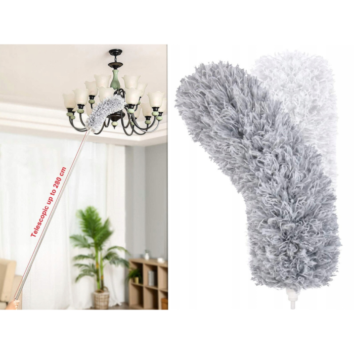 Pamatuf pentru praf VarioShop®, maner extensibil pana la 280 cm, ideala pentru pereti, tavane, candelabre, colturi greu accesibile, mobilier inalt, material microfibra, antiderapant, Gri [12]