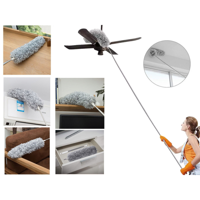 Pamatuf pentru praf VarioShop®, maner extensibil pana la 280 cm, ideala pentru pereti, tavane, candelabre, colturi greu accesibile, mobilier inalt, material microfibra, antiderapant, Gri [17]