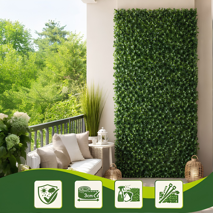 Panou decorativ din plante artificiale VarioShop®, pentru balcon, terasa si gard, rezistent la intemperii, 60x40 cm, verde [2]