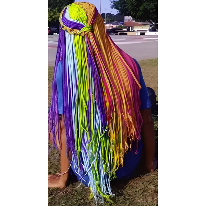 Par sintetic colorat VarioShop®, pentru impletituri si coafuri, fibra rezistenta la temperaturi ridicate, 60 cm, multicolor [5]