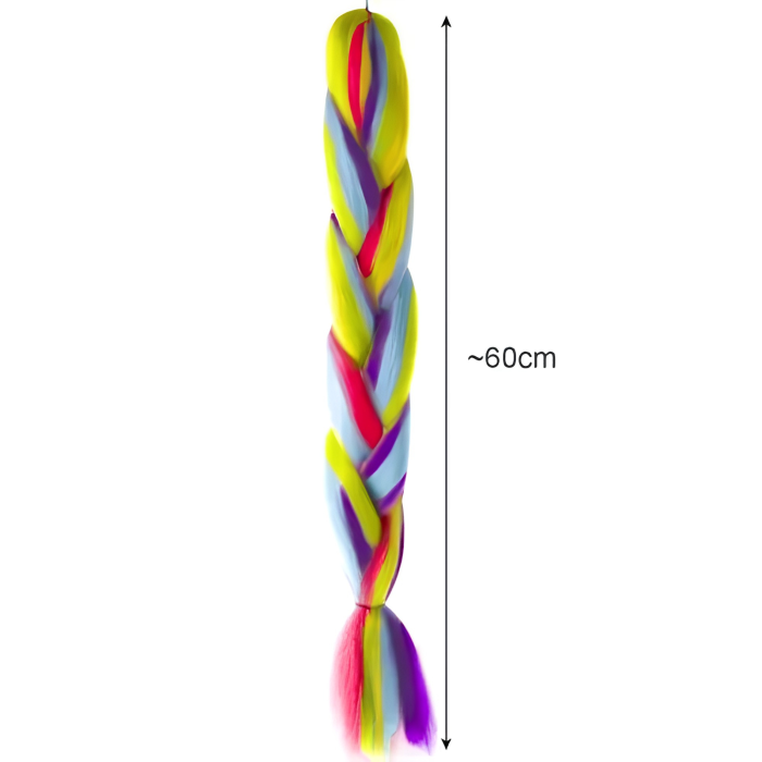 Par sintetic colorat VarioShop®, pentru impletituri si coafuri, fibra rezistenta la temperaturi ridicate, 60 cm, multicolor [4]