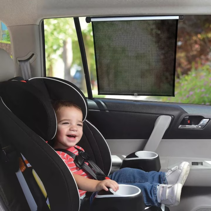 Parasolar auto rulabil VarioShop, set 2 buc, protectie UV, fixare cu ventuze si velcro, negru, pentru geam lateral [6]