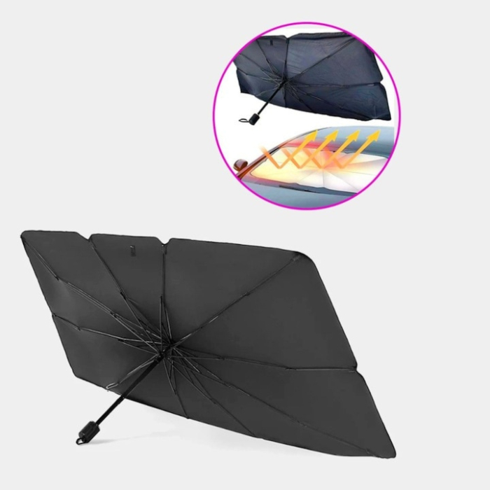 Parasolar tip umbrela VarioShop®, pentru parbriz auto, protectie universala si practica pentru interiorul masinii, 65 x 110 cm, Negru [8]