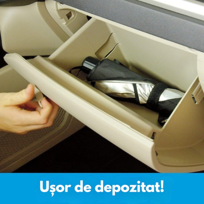 Parasolar tip umbrela VarioShop®, pentru parbriz auto, protectie universala si practica pentru interiorul masinii, 65 x 110 cm, Negru [3]