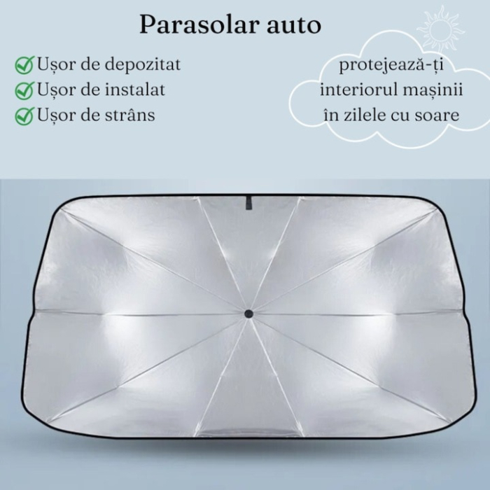 Parasolar tip umbrela VarioShop®, pentru parbriz auto, protectie universala si practica pentru interiorul masinii, 65 x 110 cm, Negru [7]