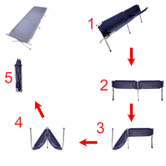 Pat de camping VarioShop®, pliabil, cadru din otel, sarcina maxima 150 kg, husa de transport 190.5x70.5 cm, albastru [4]