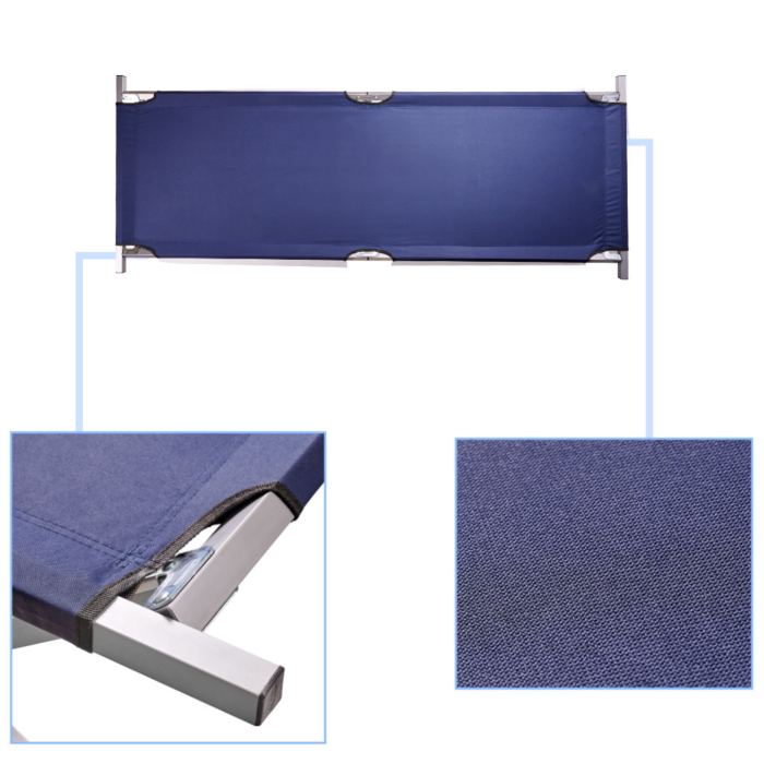 Pat de camping VarioShop®, pliabil, cadru din otel, sarcina maxima 150 kg, husa de transport 190.5x70.5 cm, albastru [8]