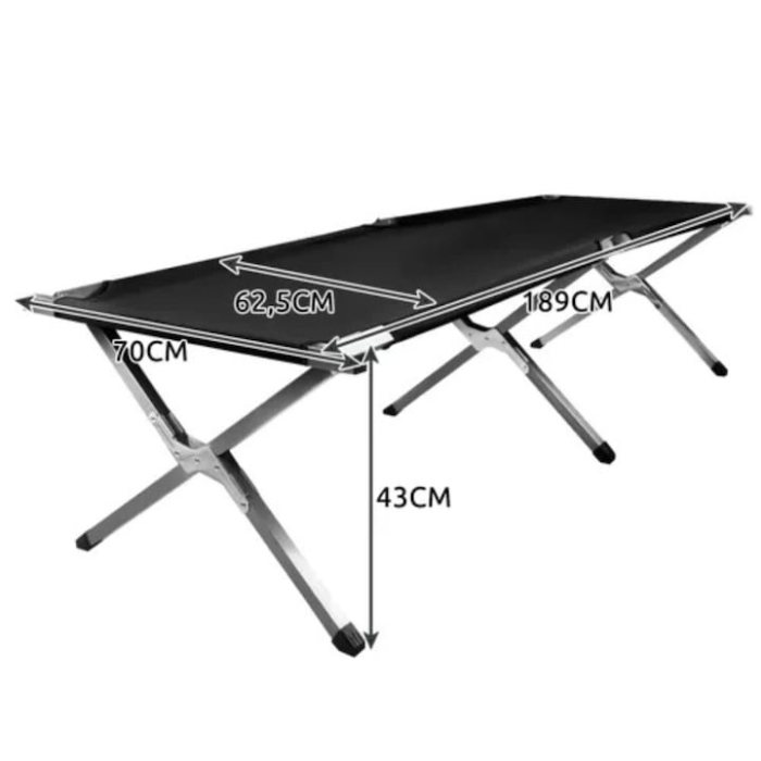 Pat pliabil VarioShop®, ideal pentru calatorie, camping, constructie solida din otel inoxidabil, sarcina maxima 110 kg, 189 x 70 x 43 cm, Negru [7]