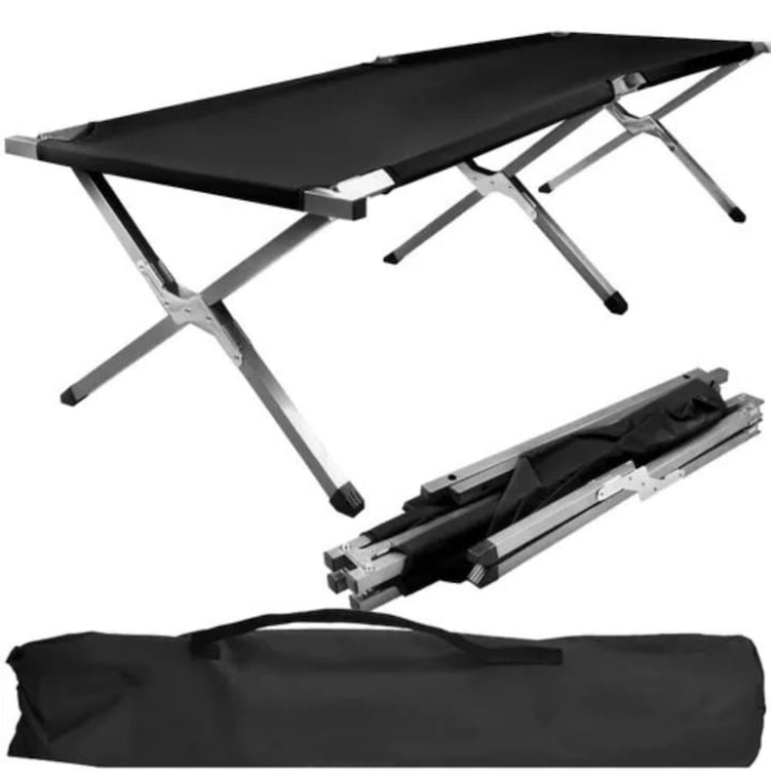 Pat pliabil VarioShop®, ideal pentru calatorie, camping, constructie solida din otel inoxidabil, sarcina maxima 110 kg, 189 x 70 x 43 cm, Negru [13]
