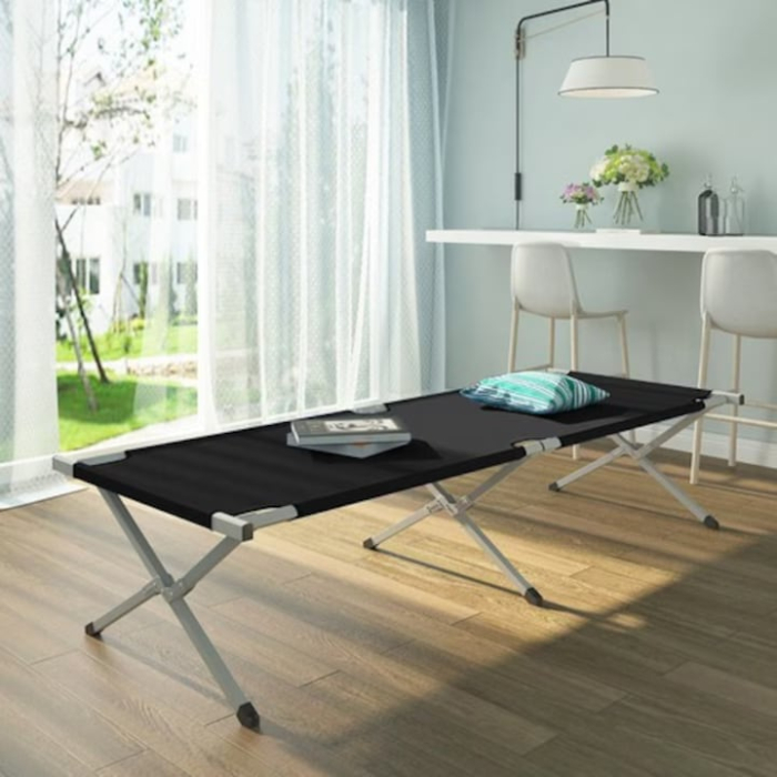 Pat pliabil VarioShop®, ideal pentru calatorie, camping, constructie solida din otel inoxidabil, sarcina maxima 110 kg, 189 x 70 x 43 cm, Negru [2]