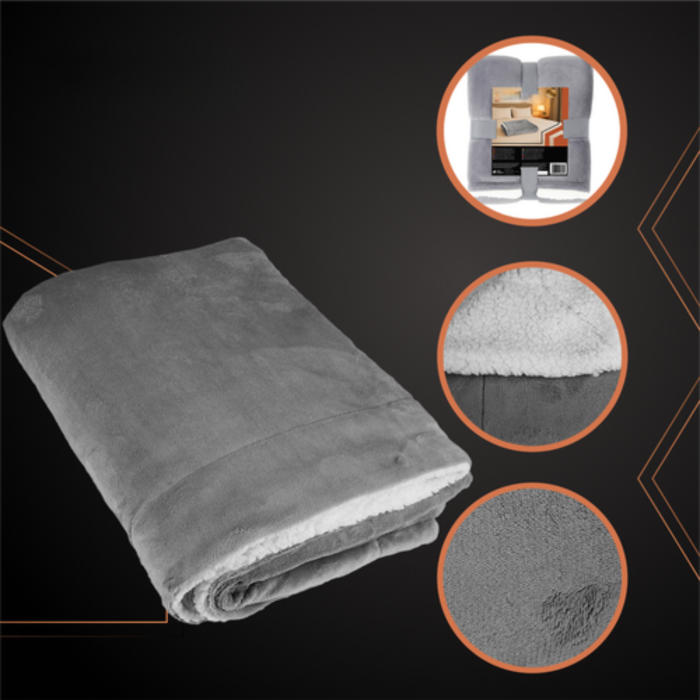 Patura groasa fata-verso 150x200 cm VarioShop, moale, calduroasa si eleganta, ideala pentru pat sau canapea, gri inchis [4]
