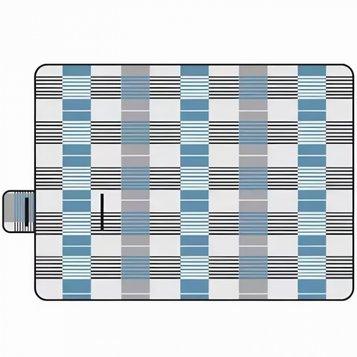Patura pentru picnic VarioShop, Ideala pentru plaja, campare, yoga, gimnastica, picnic, Impermeabila, Folie de aluminiu, Gri cu albastru, 200 x 200 cm [16]