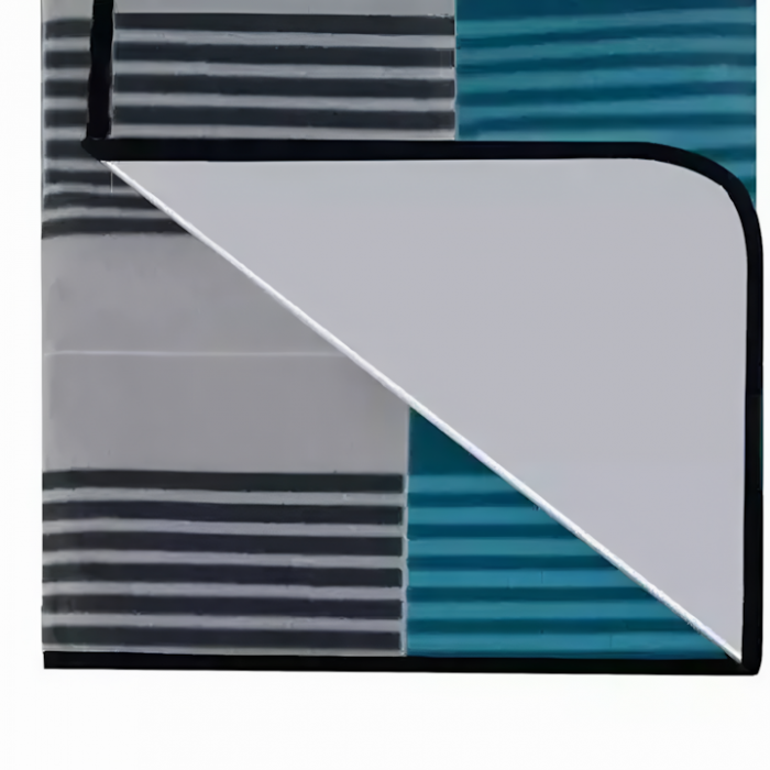 Patura pentru picnic VarioShop, Ideala pentru plaja, campare, yoga, gimnastica, picnic, Impermeabila, Folie de aluminiu, Gri cu albastru, 200 x 200 cm [15]
