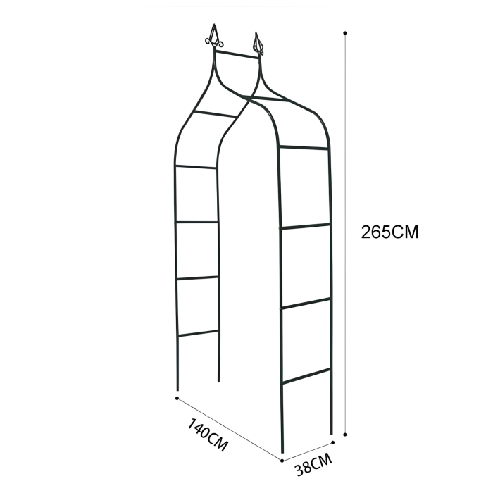 Pergola de gradina VarioShop®, pentru plante cataratoare, arc decorativ din otel, 140 x 265 cm, negru [4]
