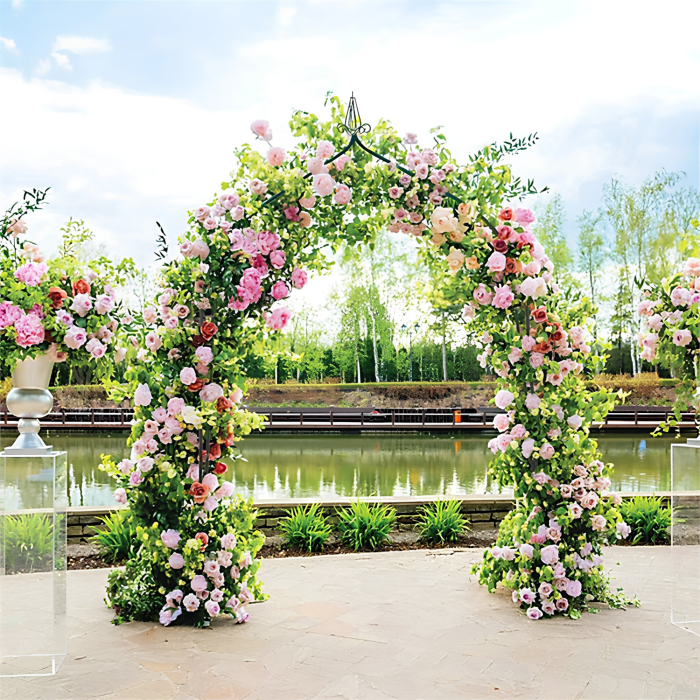 Pergola de gradina VarioShop®, pentru plante cataratoare, arc decorativ din otel, 140 x 265 cm, negru [11]