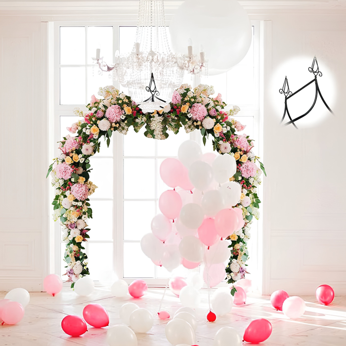 Pergola de gradina VarioShop®, pentru plante cataratoare, arc decorativ din otel, 140 x 265 cm, negru [12]