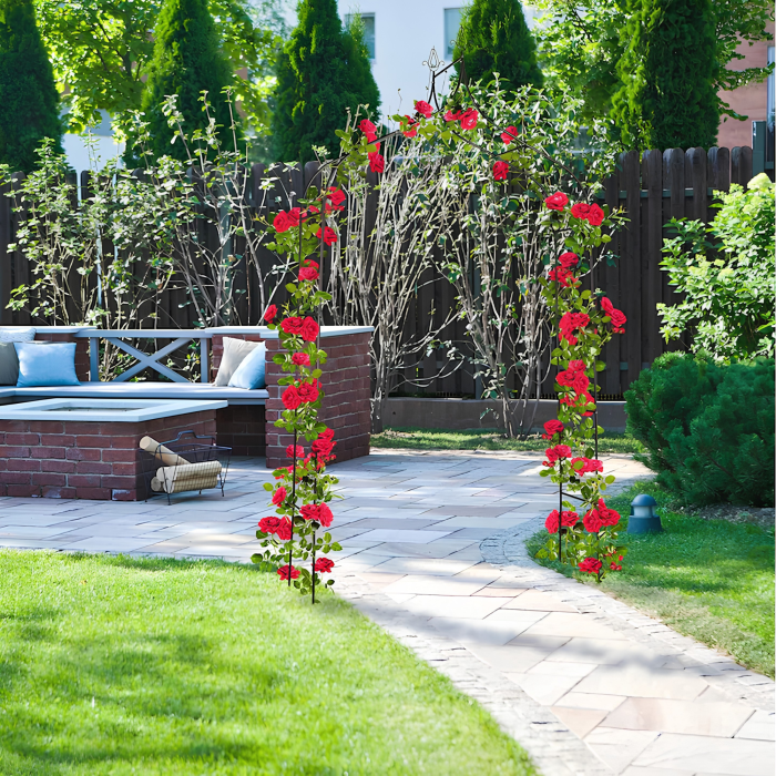 Pergola de gradina VarioShop®, pentru plante cataratoare, arc decorativ din otel, 140 x 265 cm, negru [9]
