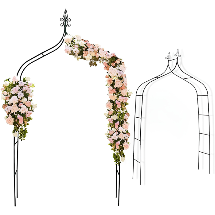 Pergola de gradina VarioShop®, pentru plante cataratoare, arc decorativ din otel, 140 x 265 cm, negru [2]
