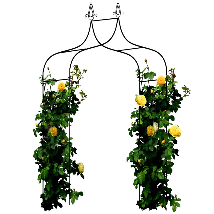 Pergola de gradina VarioShop®, pentru plante cataratoare, arc decorativ din otel, 140 x 265 cm, negru [8]