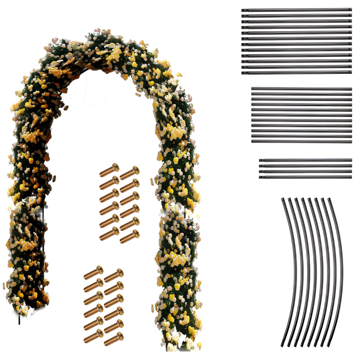Pergola de gradina VarioShop®, pentru plante cataratoare, structura din fier, decor exterior, 240 x 140 x 38 cm, negru [2]