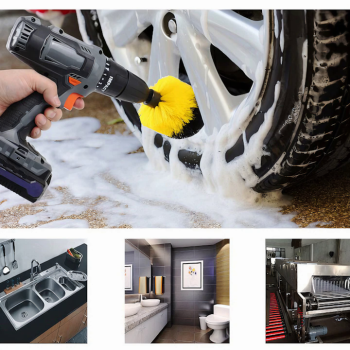 Perie curatare universala VarioShop®, cu adaptor bormasina autofiletanta, duritate medie, galbena/negru [2]