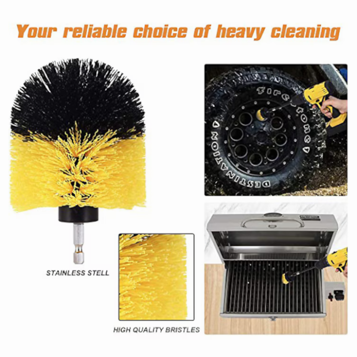 Perie curatare universala VarioShop®, cu adaptor bormasina autofiletanta, duritate medie, galbena/negru [4]