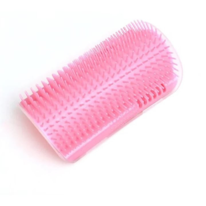 Perie de colt pentru zgariat pisici VarioShop®, cu catnip inclus, montare universala, usor de curatat, ideala pentru joaca si ingrijirea blanii, Roz [5]