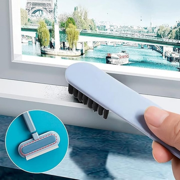 Perie de Curatat 4 in 1 VarioShop®, Multifunctionala, Design Detasabil, Perie pentru Indepartarea Parului de Animale Inclusa, Gama Mare de Utilizare, 46 x 18cm, Alb / Albastru [14]