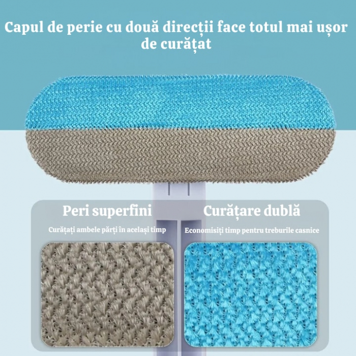 Perie de Curatat 4 in 1 VarioShop®, Multifunctionala, Design Detasabil, Perie pentru Indepartarea Parului de Animale Inclusa, Gama Mare de Utilizare, 46 x 18cm, Alb / Albastru [4]