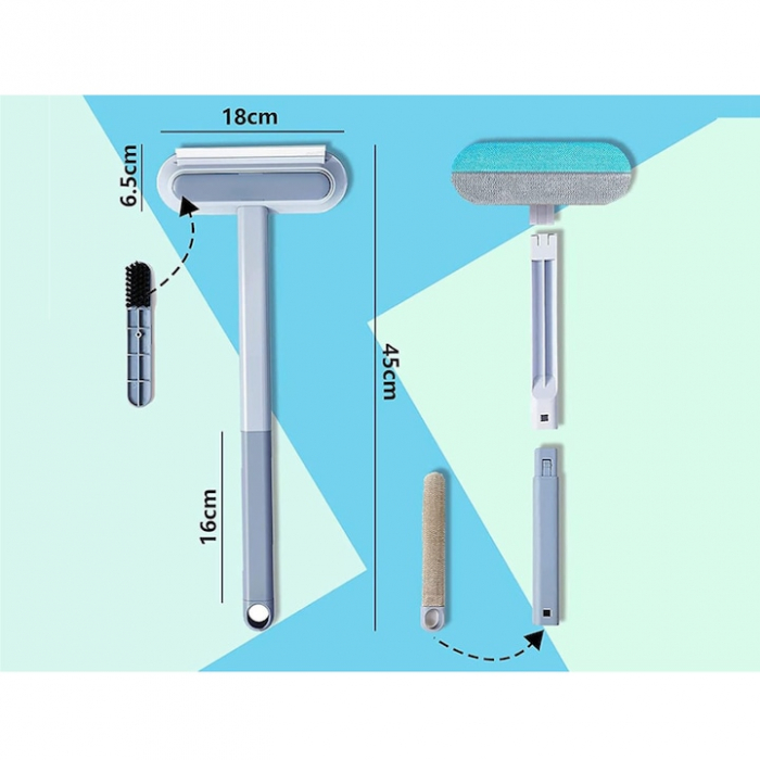 Perie de Curatat 4 in 1 VarioShop®, Multifunctionala, Design Detasabil, Perie pentru Indepartarea Parului de Animale Inclusa, Gama Mare de Utilizare, 46 x 18cm, Alb / Albastru [8]