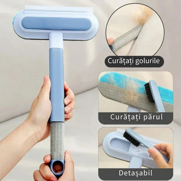 Perie de Curatat 4 in 1 VarioShop®, Multifunctionala, Design Detasabil, Perie pentru Indepartarea Parului de Animale Inclusa, Gama Mare de Utilizare, 46 x 18cm, Alb / Albastru [2]