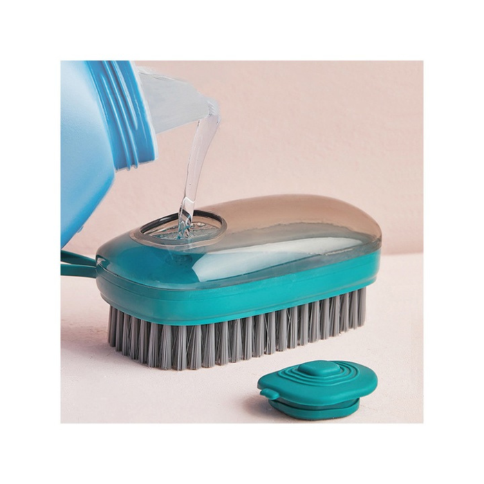 Perie de curatat cu recipient pentru detergent VarioShop®, multifunctionala, distribuirea controlata a lichidului, plastic si silicon, 11.5 x 5.5 cm, Albastru [9]