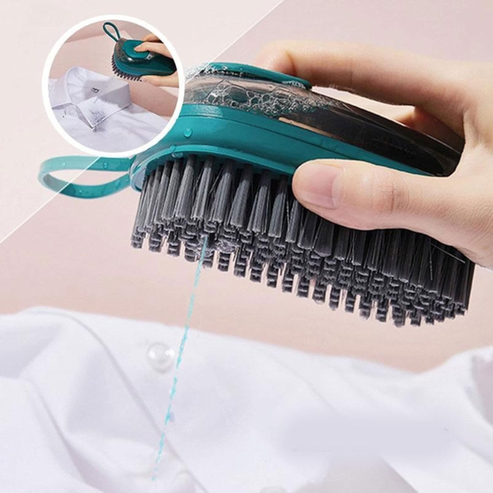 Perie de curatat cu recipient pentru detergent VarioShop®, multifunctionala, distribuirea controlata a lichidului, plastic si silicon, 11.5 x 5.5 cm, Albastru [10]