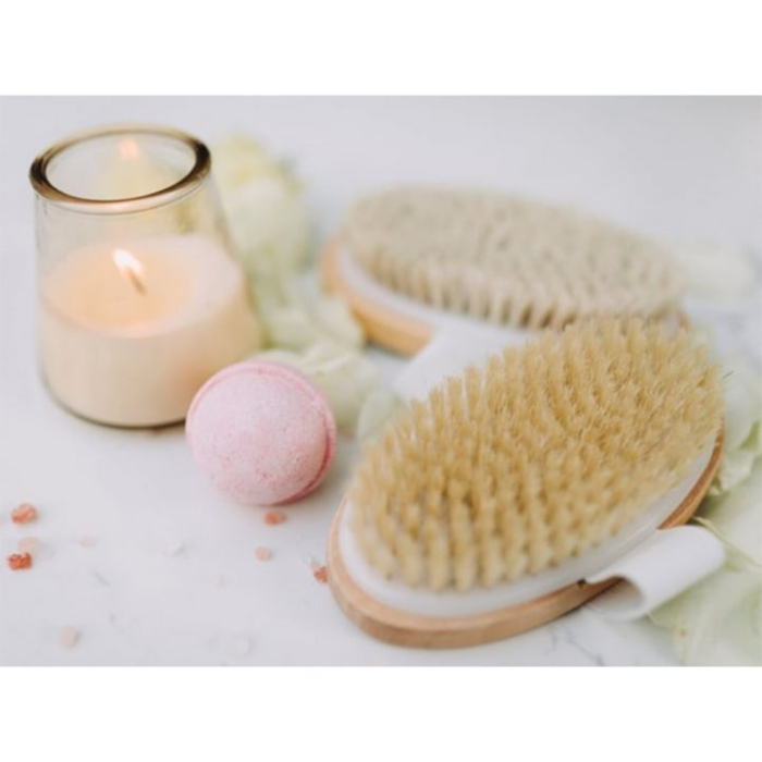 Perie de masaj pentru corp VarioShop®, cu peri naturali din agave, exfoliere uscata si umeda, 100% naturala, stimuleaza circulatia, netezeste pielea, relaxeaza musculatura [7]