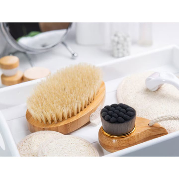 Perie de masaj pentru corp VarioShop®, cu peri naturali din agave, exfoliere uscata si umeda, 100% naturala, stimuleaza circulatia, netezeste pielea, relaxeaza musculatura [2]