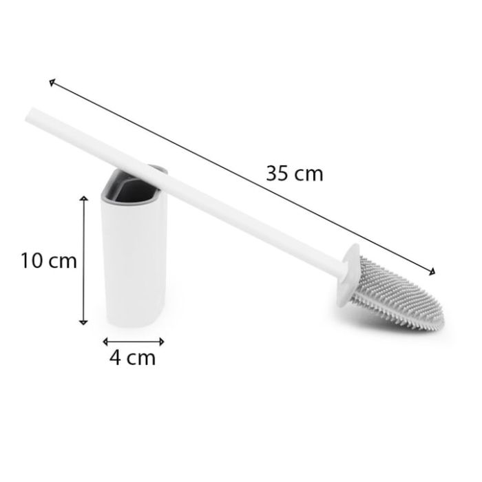 Perie de toaleta cu suport, VarioShop®,silicon, igienica, flexibila si moderna, 35 x 8 cm, Alb [7]