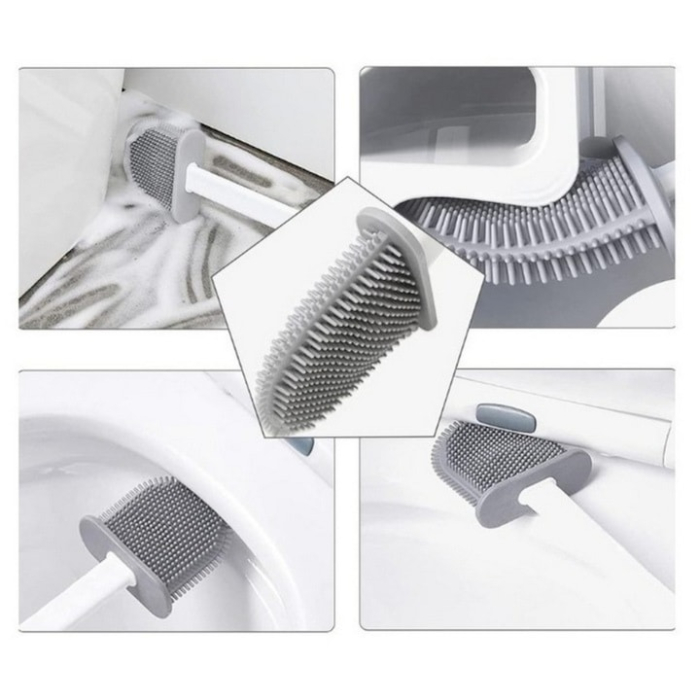 Perie de toaleta cu suport, VarioShop®,silicon, igienica, flexibila si moderna, 35 x 8 cm, Alb [5]