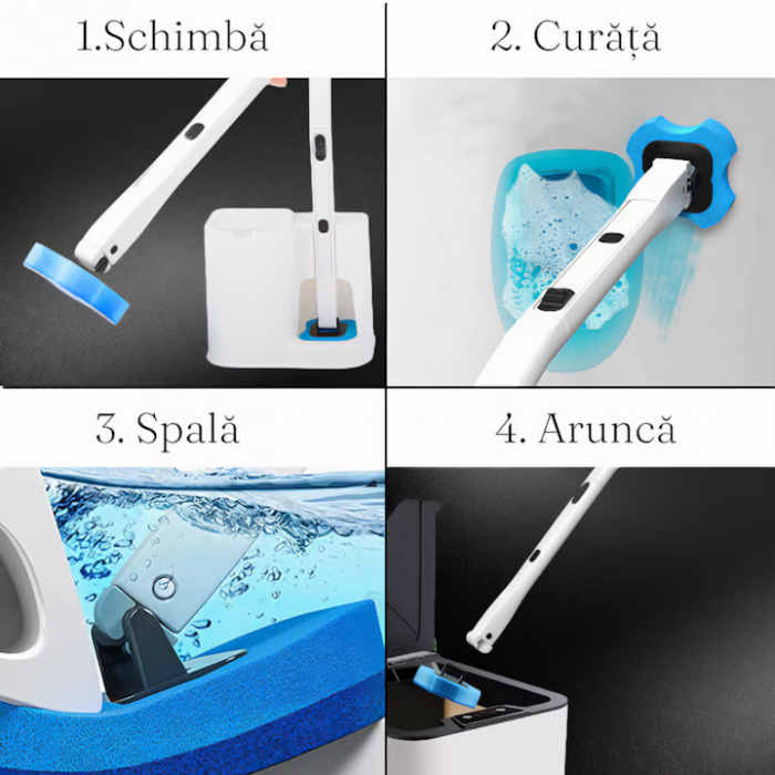 Perie de toaleta VarioShop® Capete de unica folosinta, Igienizare, Curatare, 5 Rezerve, Fixare pe perete, Alb [4]