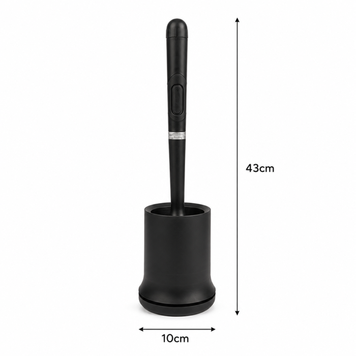 Perie de toaleta VarioShop®, pentru baie si WC, cu rezervor pentru solutie, suport suspendat, cap din cauciuc, tava detasabila, negru, 43 x 10 x 10 cm [4]