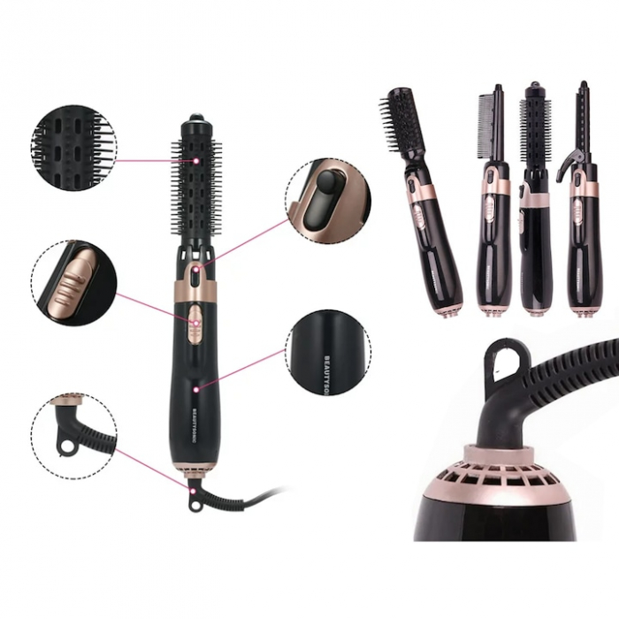 Perie Electrica 4 in 1 VarioShop®, Ondulare, Uscare, Pieptanare, Indreptare, pentru Toate tipurile de par, 2 Trepte de viteza, Putere 550W, Negru [12]