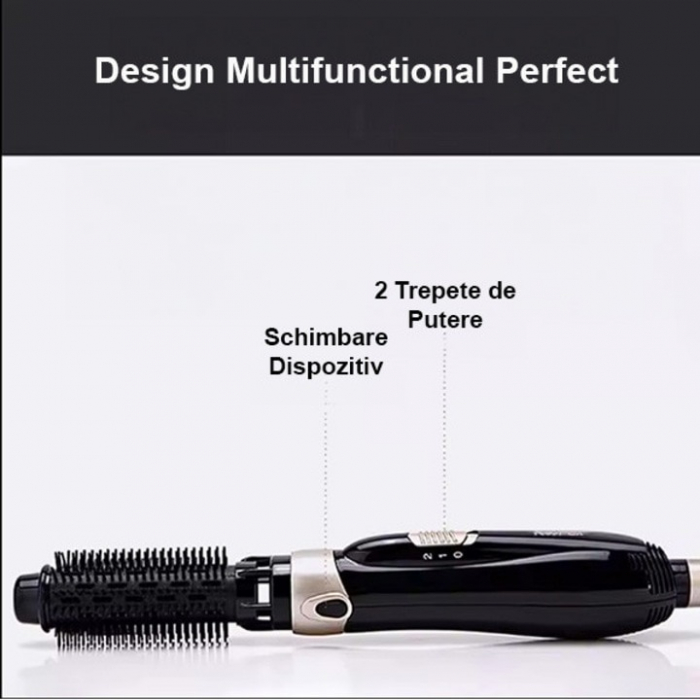Perie Electrica 4 in 1 VarioShop®, Ondulare, Uscare, Pieptanare, Indreptare, pentru Toate tipurile de par, 2 Trepte de viteza, Putere 550W, Negru [15]
