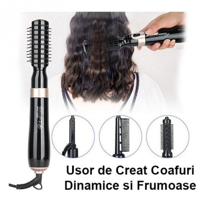 Perie Electrica 4 in 1 VarioShop®, Ondulare, Uscare, Pieptanare, Indreptare, pentru Toate tipurile de par, 2 Trepte de viteza, Putere 550W, Negru [21]