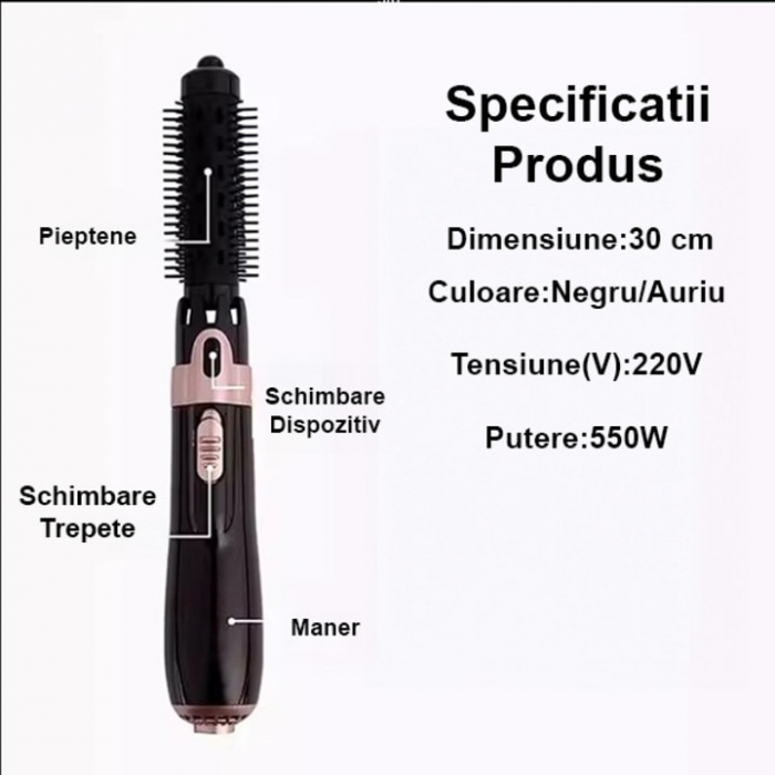 Perie Electrica 4 in 1 VarioShop®, Ondulare, Uscare, Pieptanare, Indreptare, pentru Toate tipurile de par, 2 Trepte de viteza, Putere 550W, Negru [22]