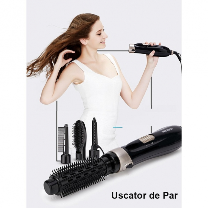 Perie Electrica 4 in 1 VarioShop®, Ondulare, Uscare, Pieptanare, Indreptare, pentru Toate tipurile de par, 2 Trepte de viteza, Putere 550W, Negru [11]