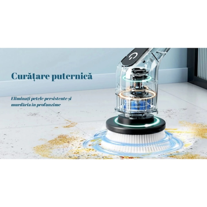 Perie electrica de curatat 7 in 1 VarioShop®, Maner Extensibil, Fara Fir, 2 viteze, Accesorii pentru Dus baie, Bucatarie, Cada, Gresie, Perete, Ferestre, Alte suprafete,  Alb [15]