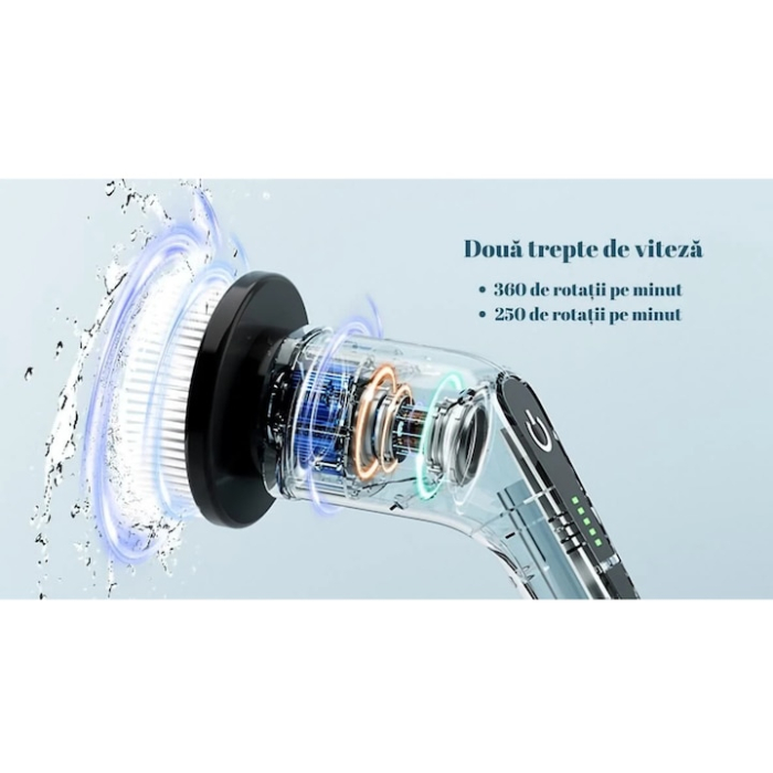 Perie electrica de curatat 7 in 1 VarioShop®, Maner Extensibil, Fara Fir, 2 viteze, Accesorii pentru Dus baie, Bucatarie, Cada, Gresie, Perete, Ferestre, Alte suprafete,  Alb [16]