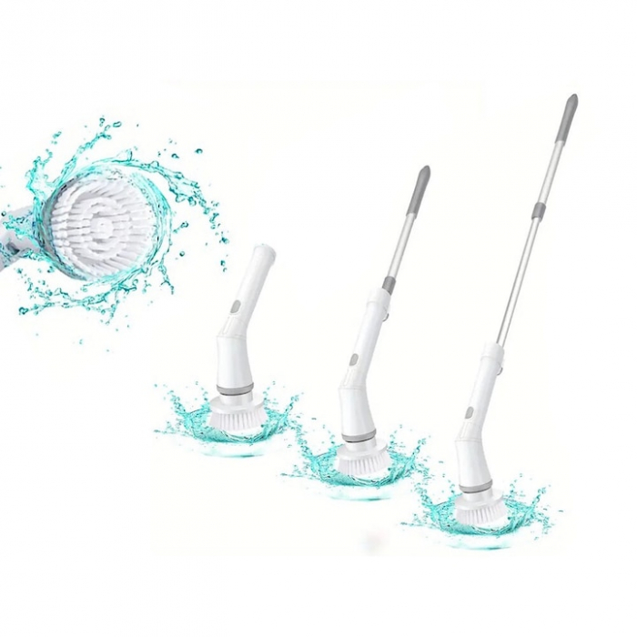 Perie Electrica Rotativa VarioShop®, 6 Capete Inlocuibile, pentru Zone Inaccesibile, Maner Extensibil, Baterie Reincarcabila, Rezistenta la Apa, Alb [15]