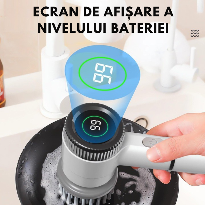 Perie electrica rotativa VarioShop®, fara fir, 5 accesorii interschimbabile, afisaj LCD, acumulator reincarcabil, comutator impermeabil, pentru bucatarie si baie [3]