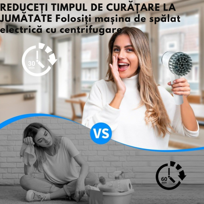 Perie electrica rotativa VarioShop®, fara fir, 5 accesorii interschimbabile, afisaj LCD, acumulator reincarcabil, comutator impermeabil, pentru bucatarie si baie [6]